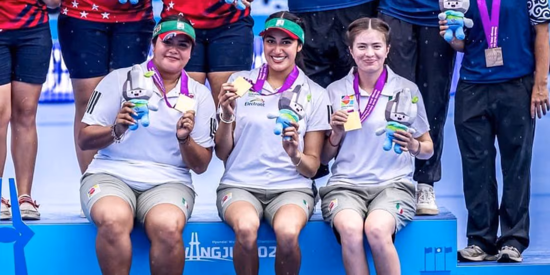 México gana oro histórico por equipos femenil en el Campeonato Mundial de Tiro con Arco
